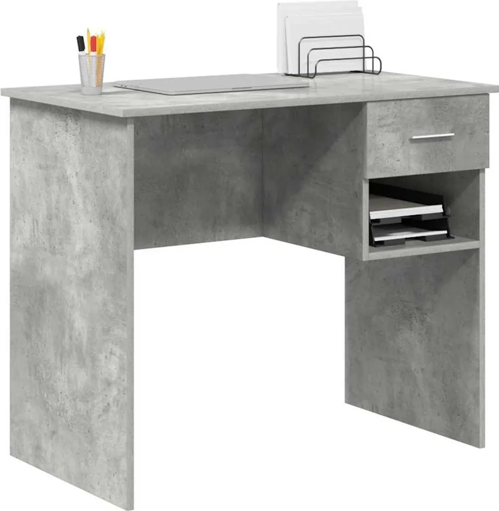 Scrivania Salvaspazio 90x49 cm Grigio Cemento vidaXL | Arredo Studio - 3