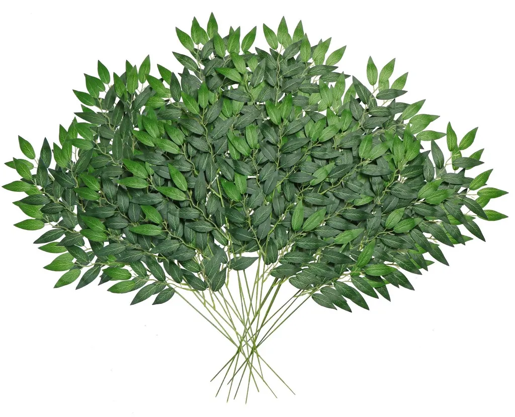 Feuillage Artificiel Ruscus Italien en Lot de 24 Tiges Vertes Souples