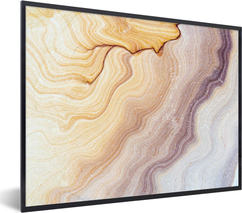 MuchoWow Gerahmtes Poster Marmor - Textur - Sandstein - Gold - Marmoroptik 40x30 cm - Poster mit Schwarzem Bilderrahmen Wandposter Rahmen Foto Bi...