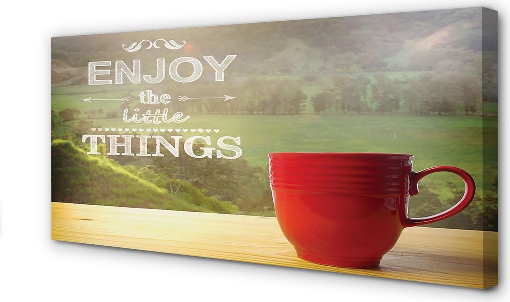 Leinwandbild 140x70 Wandkunst Becher Inschrift Natur