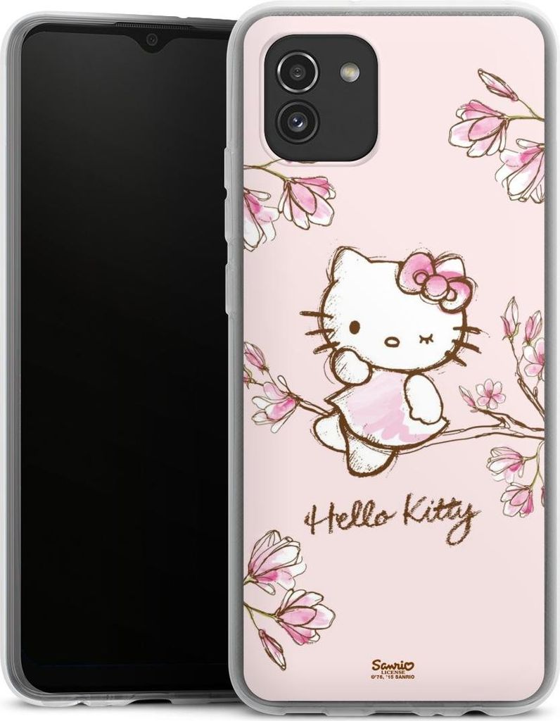 DeinDesign Handyhülle für Samsung Galaxy A03 Silikon Hülle Case Smartphone Schutzhülle Fanartikel Hanami Hello Kitty