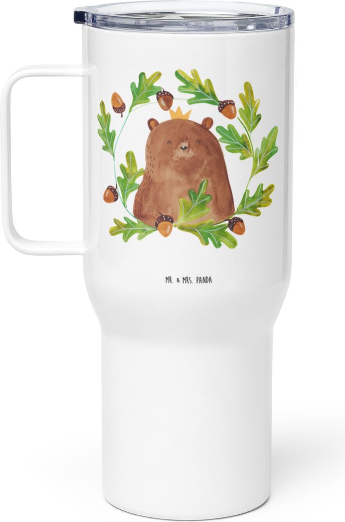 Mr. & Mrs. Panda Thermobecher Bär König - Weiß - Geschenk, Papa, Vatertag, Kaffee-to-go-Becher, Teddy, To-Go-Becher, Vater, Teetasse, Isolierbec...