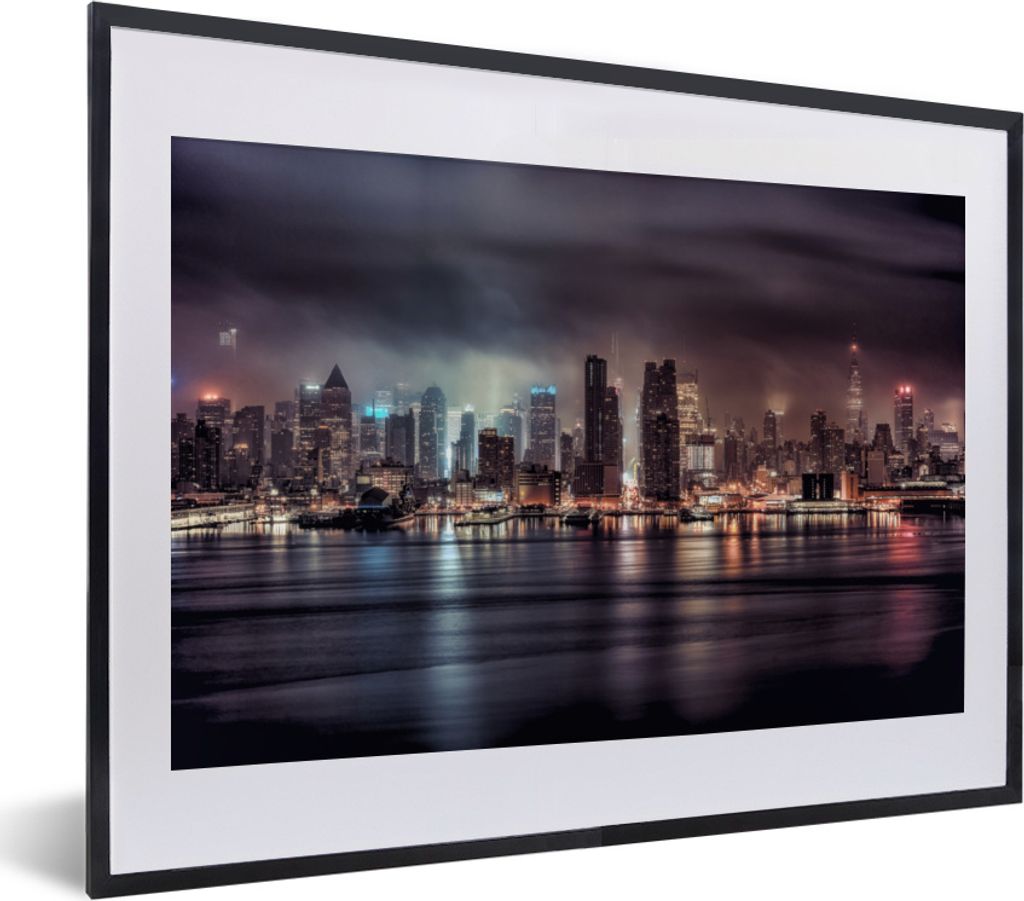 MuchoWow MuchoWow Gerahmtes Poster New York - Amerika - Skyline 40x30 cm - Poster mit zchwarzem Bilderrahmen - Bilderrahmen - Poster im Rahmen
