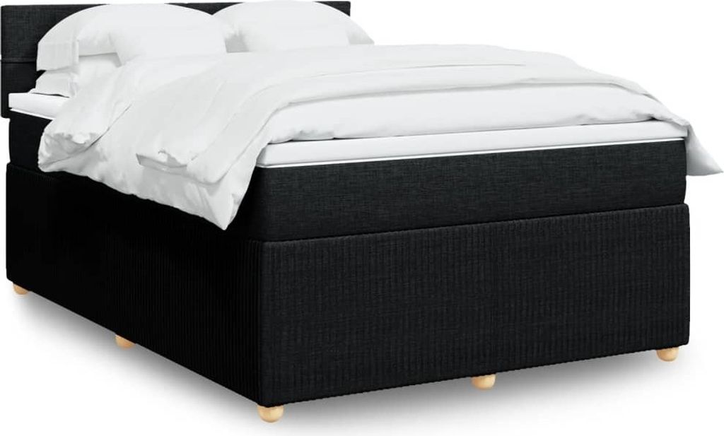Möbel Boxspringbett mit Matratze Schwarz 160x200 cm Stoff - Klassische Bettrahmen 3289809