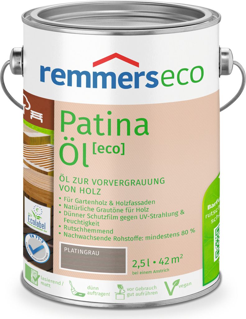 Remmers Patina-Öl [eco] platingrau 2,5 l, Holzöl grau Produktbild 