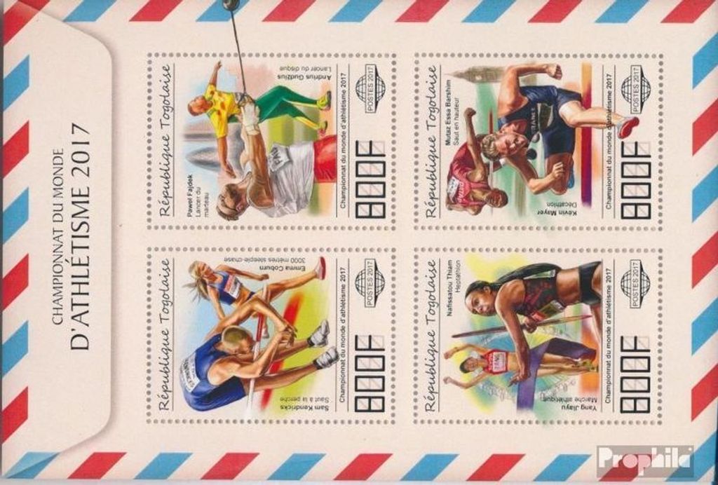 Briefmarken Togo 2017 Mi 8547-8550 Kleinbogen (kompl. Ausgabe) postfrisch Leichtathletik