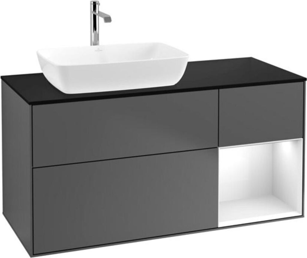 V&B Waschtischunterschrank Wandbeleuchtung Finion 120cm, Pl b m, Rg g wh. Lac, Anthrac. m