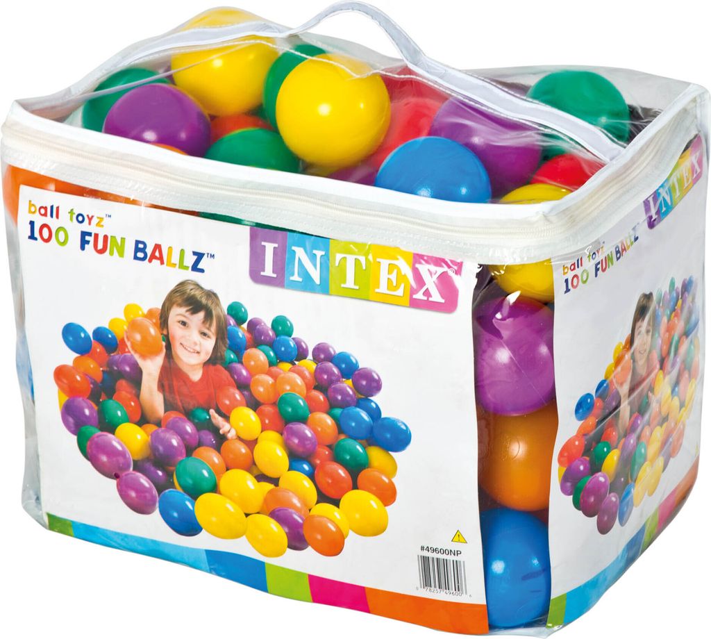 INTEX Fun Ballz 100 Stück 8cm Bälle mit Tragetasche – Produktbild 