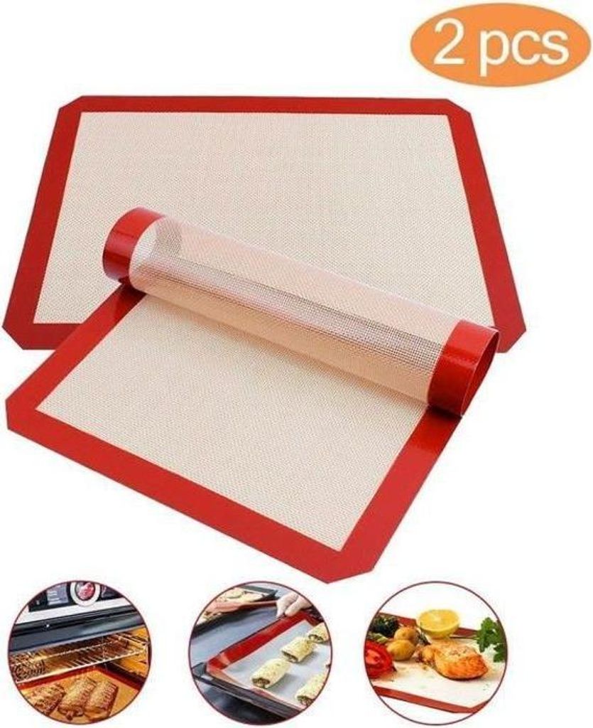2-teilige Silikon-Backmatte 40 x 30 cm, gesunde Silikon-Backmatte für den Backofen, antihaftbeschichtet und wiederverwendbar