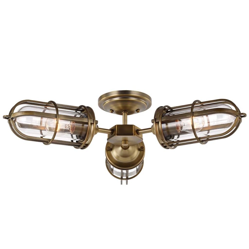 Elstead Urban Restoration Deckenleuchte E27 3-fach Dunkles Antikmessing Klar IP44