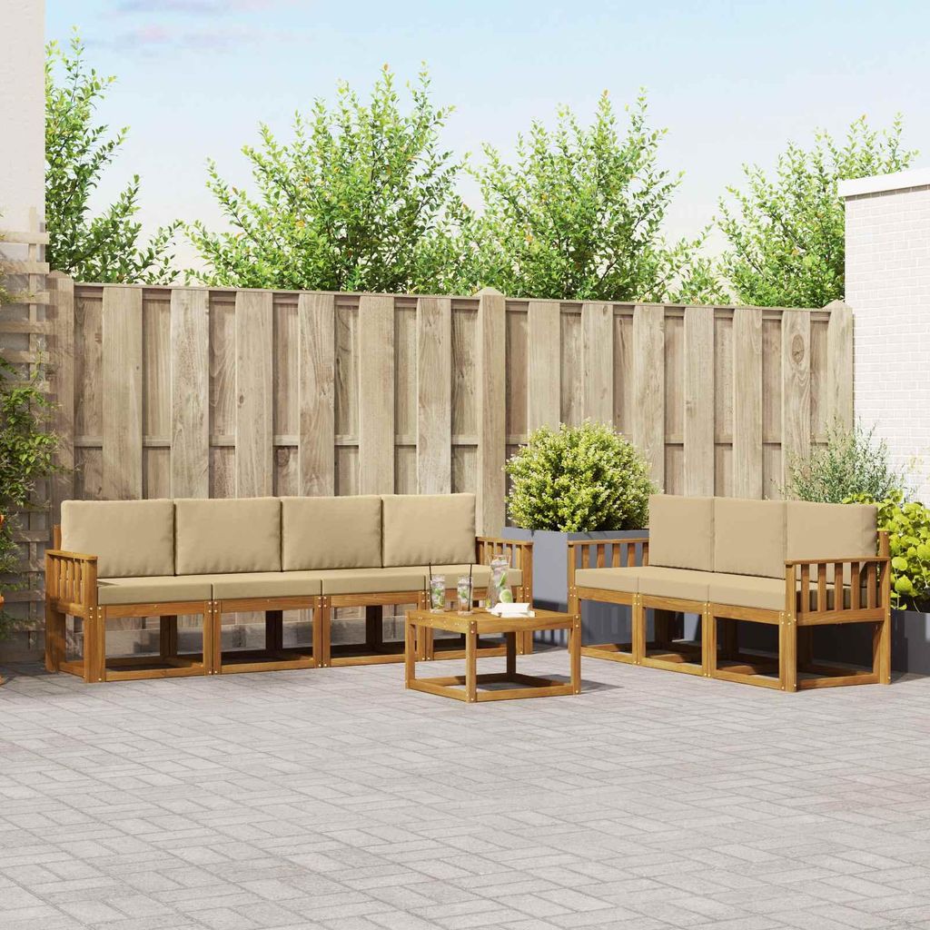 "2026 Aktion"Outdoor-Sofagarnitur - CLORIS - Balkonmöbe/Sitzgruppe - mit Kissen 8 pcs - Moderne Design - Natur und Beige - Gartensofas Promotion66...