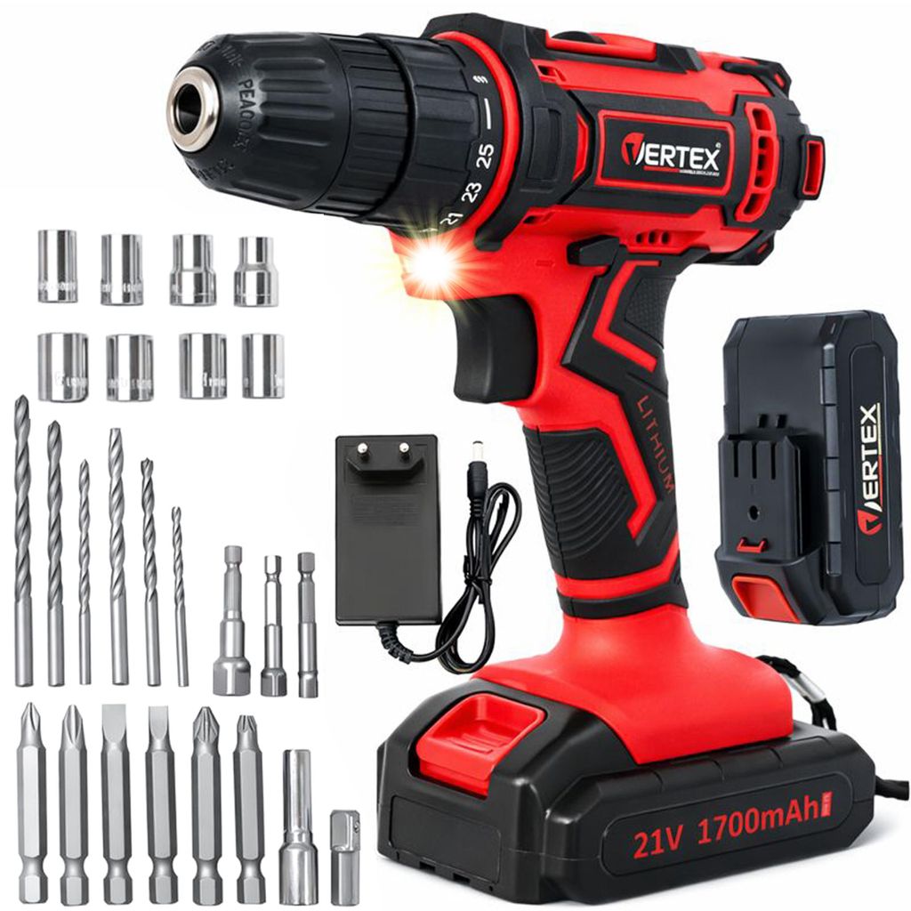 Perceuse-visseuse sans fil 21 V, 32 Nm, 2 batteries, Image du produit 