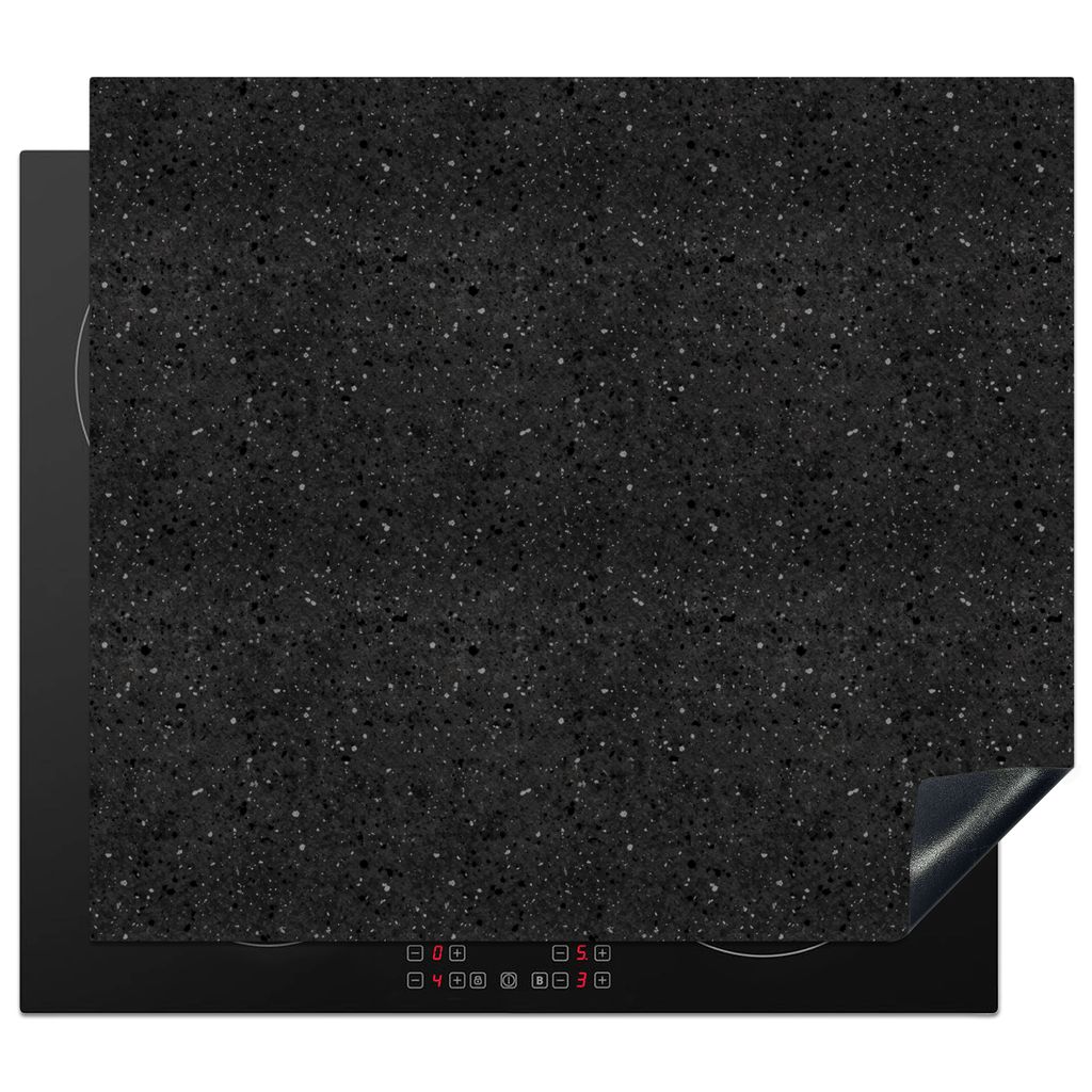 KitchenYeah Herdabdeckplatte Granit - Schwarz - Grau , 59x52cm, Küche Deko, Glaskeramikkochfeld Herdabdeckung, Abdeckplatte fùr Kochfeld