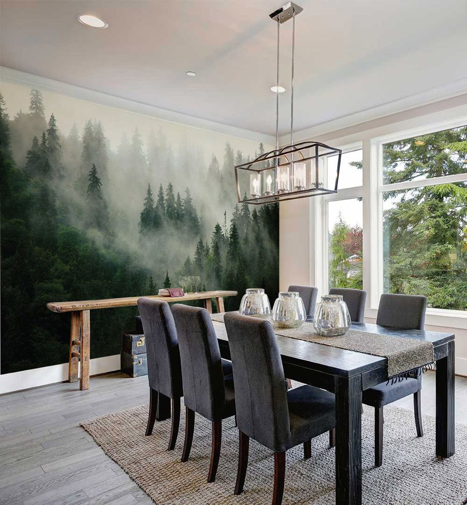 Fototapete Nebliger Wald, Material:Superior Vlies 350g/qm, Größe Tapete:390 x 260cm