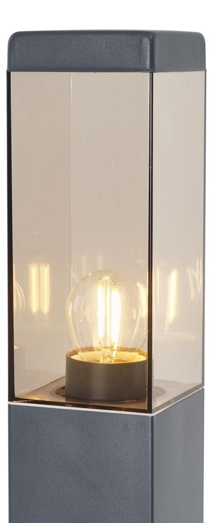 Außenleuchte Dunkelgrau mit Rauchglas 80cm IP44 mit Steckdose und Bewegungssensor Malios