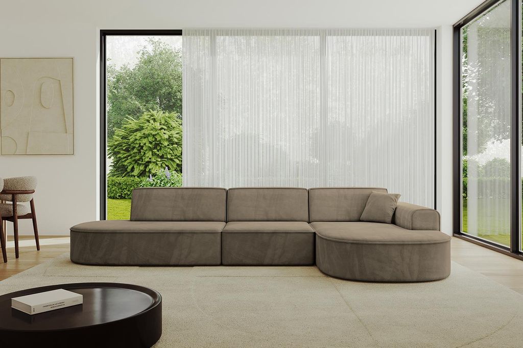 ALTDECOR Ecksofa in L-Form MARI-L2 - 328x171x79,5 cm Braun - Corner Sofa Bett Eckcouch Couch Wohnlandschaft Cauchsofa