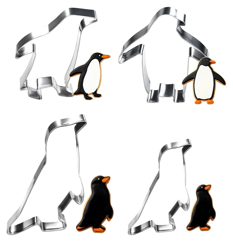 Pinguin-Ausstechformen, Pinguin-Ausstechformen-Set, Tier-Ausstechformen aus Edelstahl, 4-teiliges Ausstechformen-Set, Geschenkidee zum Backen von F...