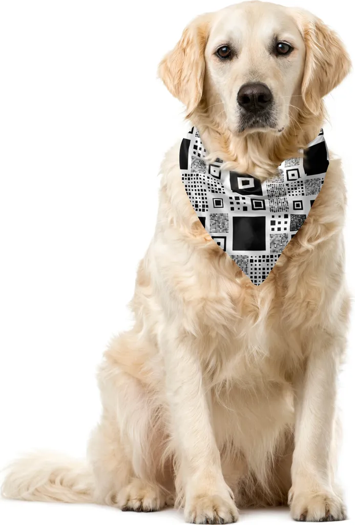 Bandana Cane e Gatto ABAKUHAUS Bianco e Nero - 40x40 cm Stile Scacchi