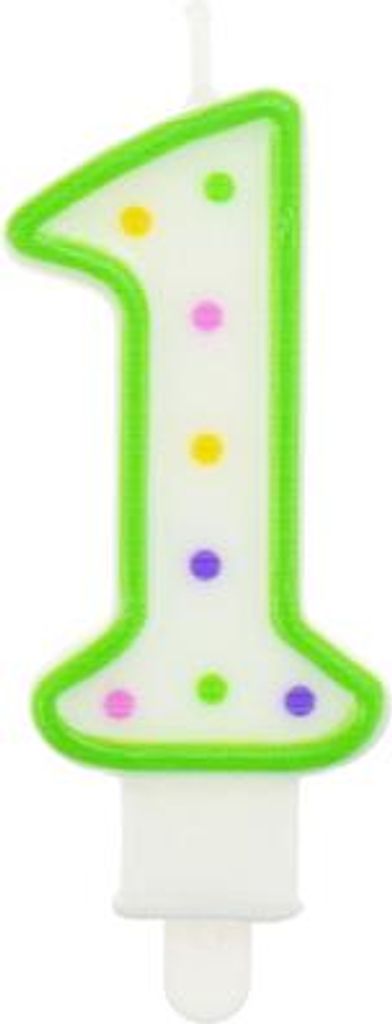Zahlenkerze "1" Punkte 7,5 cm, 1 Stk.