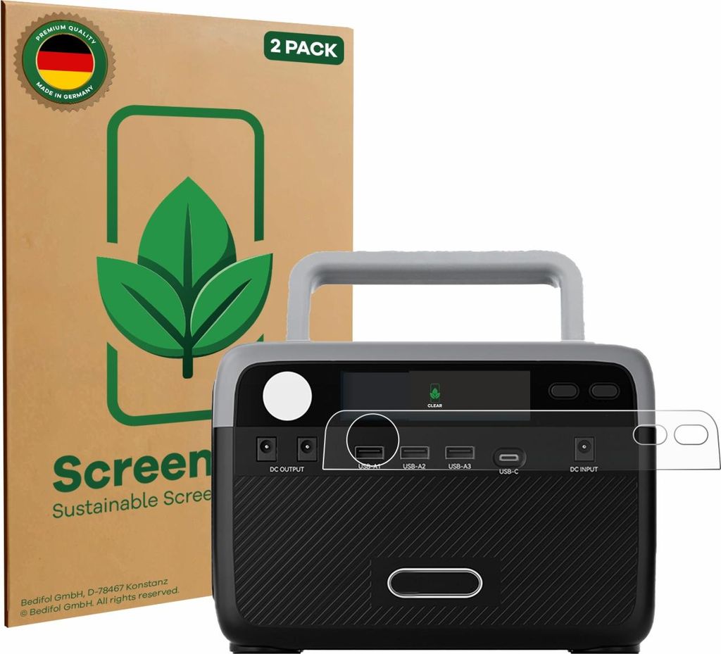 2x ScreenLeaf Schutzfolie für Flashfish BP030B nachhaltiger Displayschutz Display Schutz Folie Klar Transparent