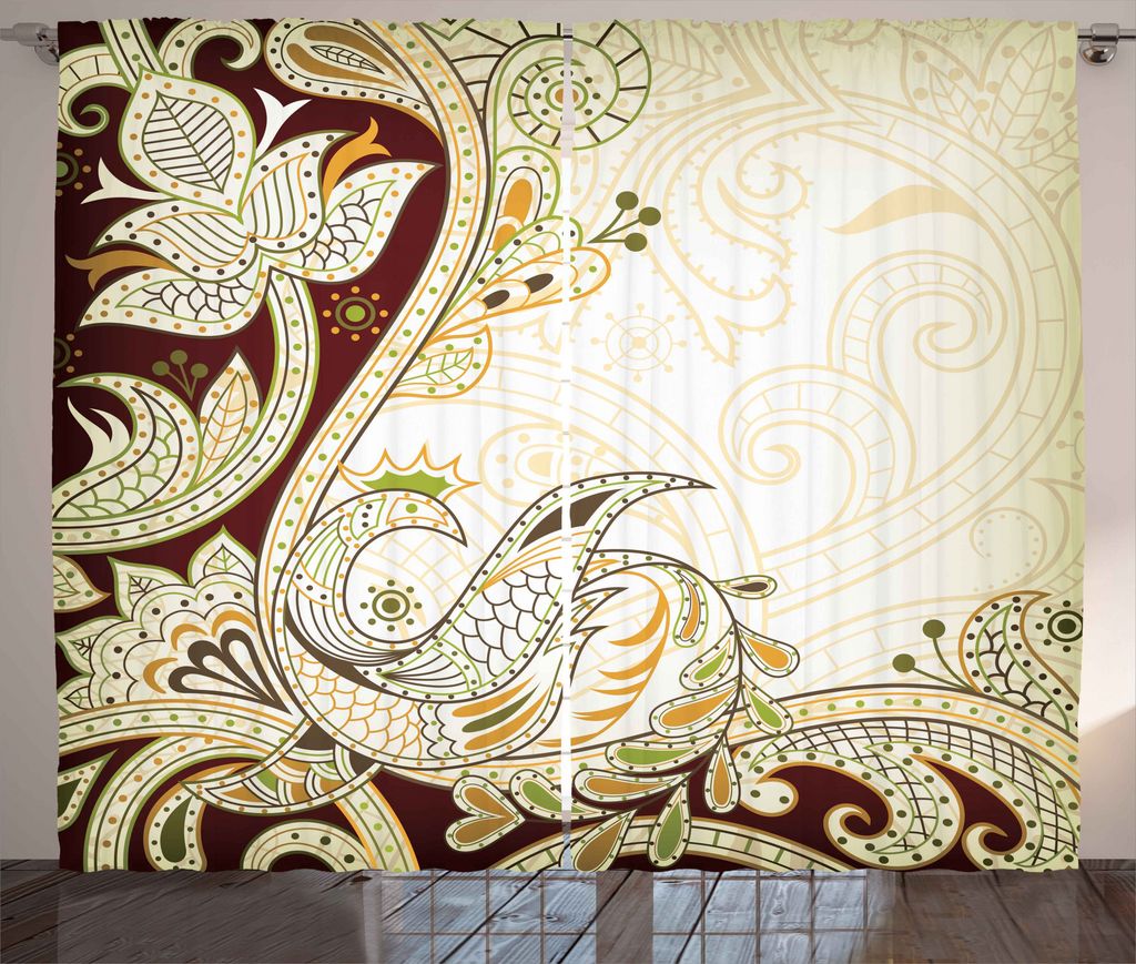 ABAKUHAUS Ethnisch Rustikaler Vorhang, Orientalischer Orient, Wohnzimmer Universalband Gardinen mit Schlaufen und Haken, 280 x 225 cm, Mehrfarbig