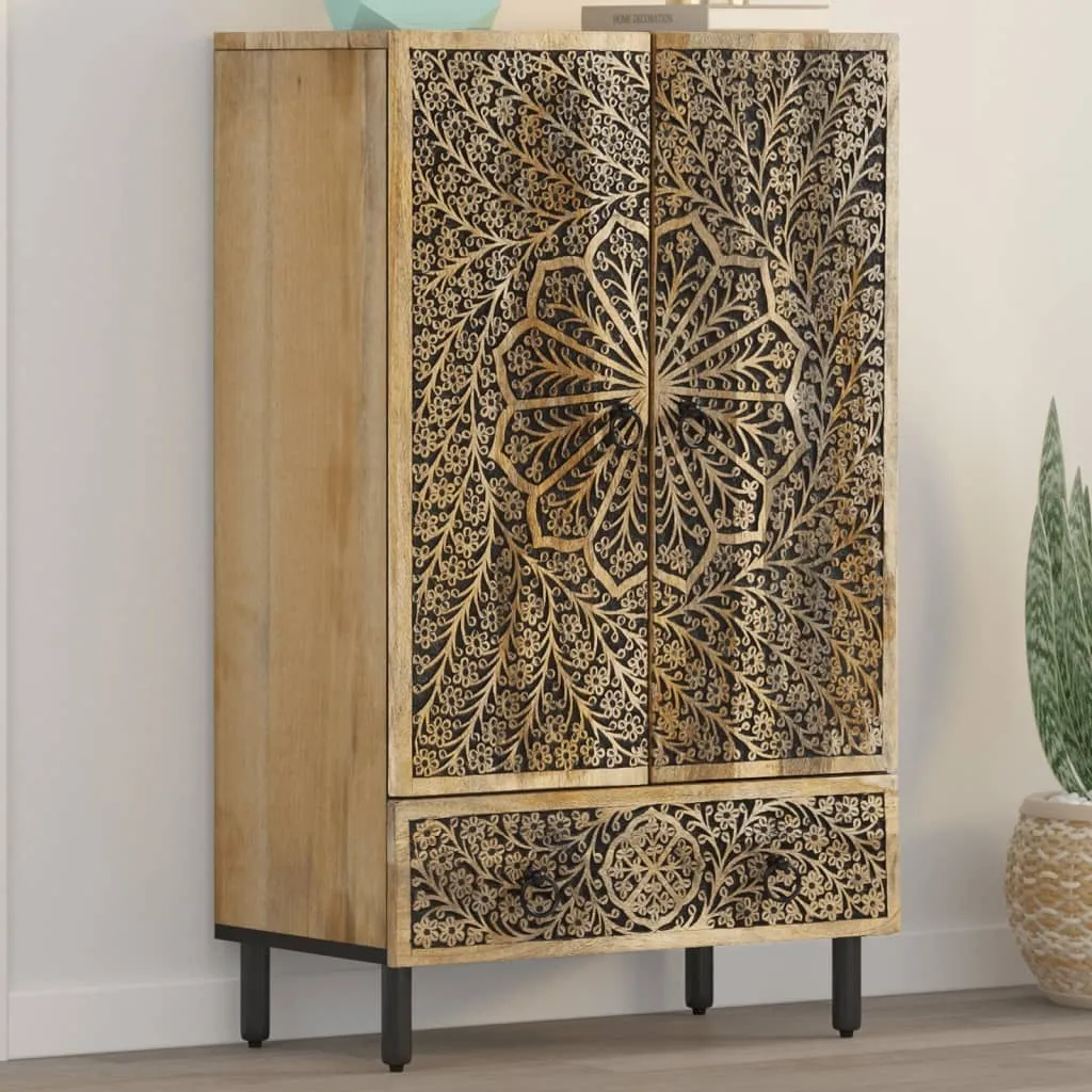 Semainier en bois massif de manguier 60 cm pour salon ou chambre