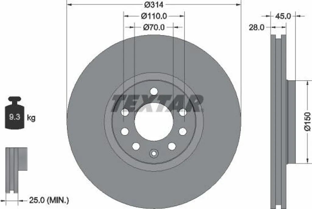 Disque de Frein 92118803 Textar : Idéal pour l'Entretien Opel Vectra