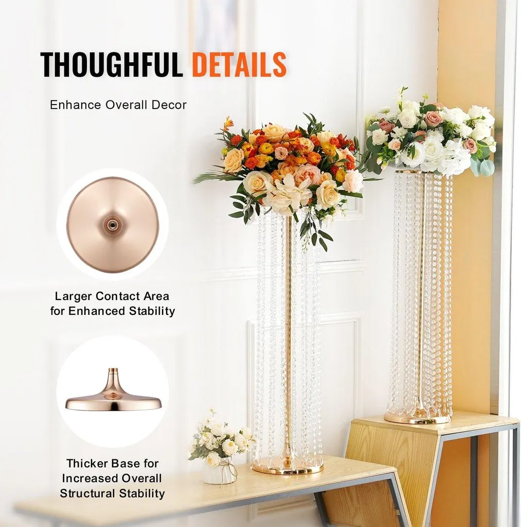 Décoration de mariage : Support fleurs cristal 90 cm pour centre de table - 4
