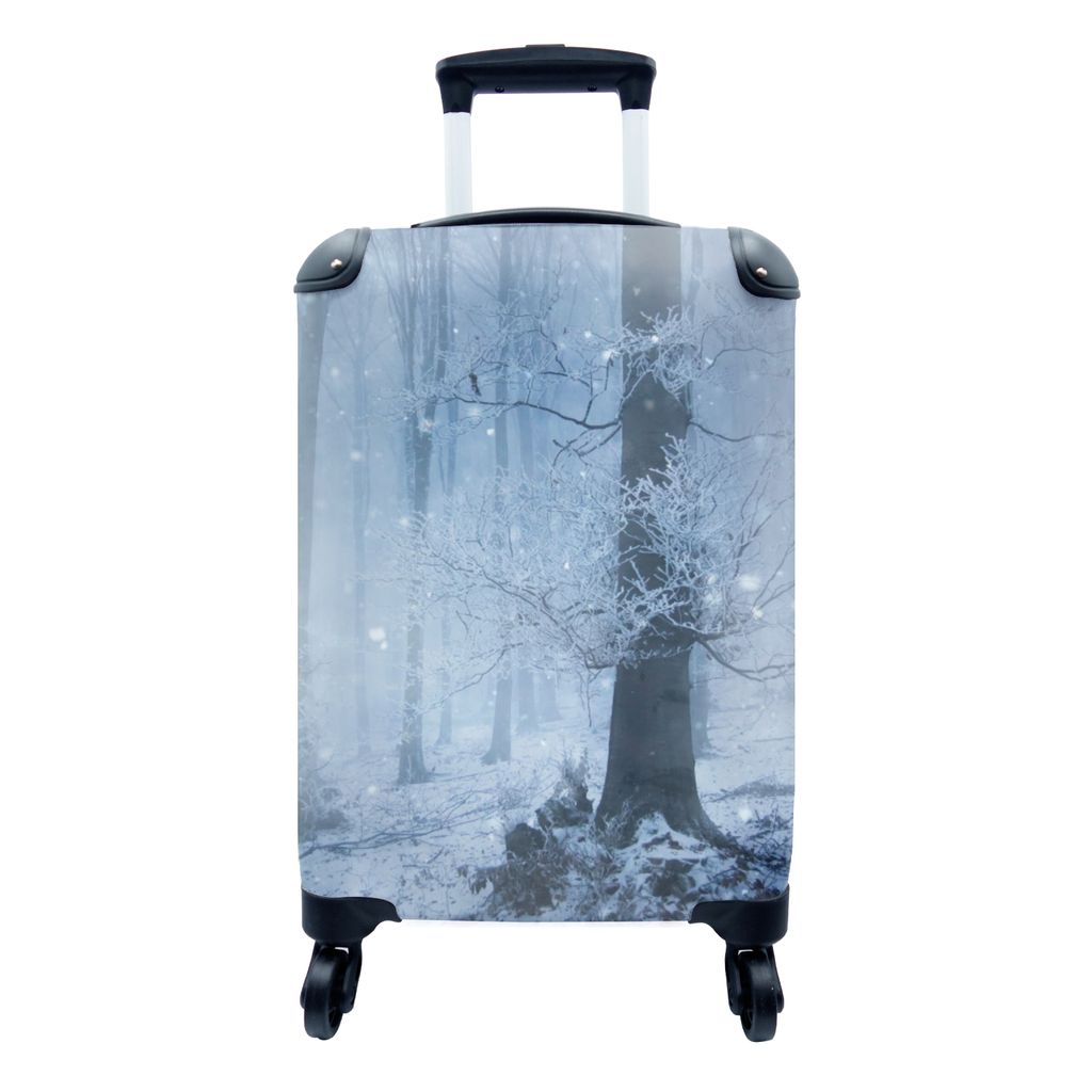 MuchoWow Koffer Handgepäck Trolley Rollkoffer Kleine Reisekoffer mit 4 Rollen - Wald - Winter - Schnee - Cabin Size < 55x40x23 cm & 55x40x20 cm ...