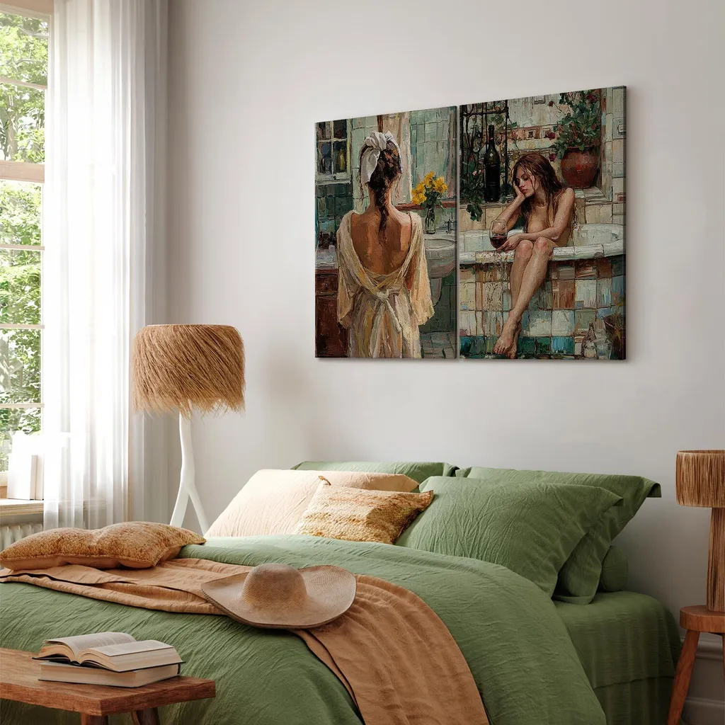 WADBTP Immagini di Manzo delle Highlands in Bianco e Nero per Bagno, Camera da Letto, Soggiorno - Quadri Senza Cornice (1 pezzo-DW4, 1 pezzo-40x60cm