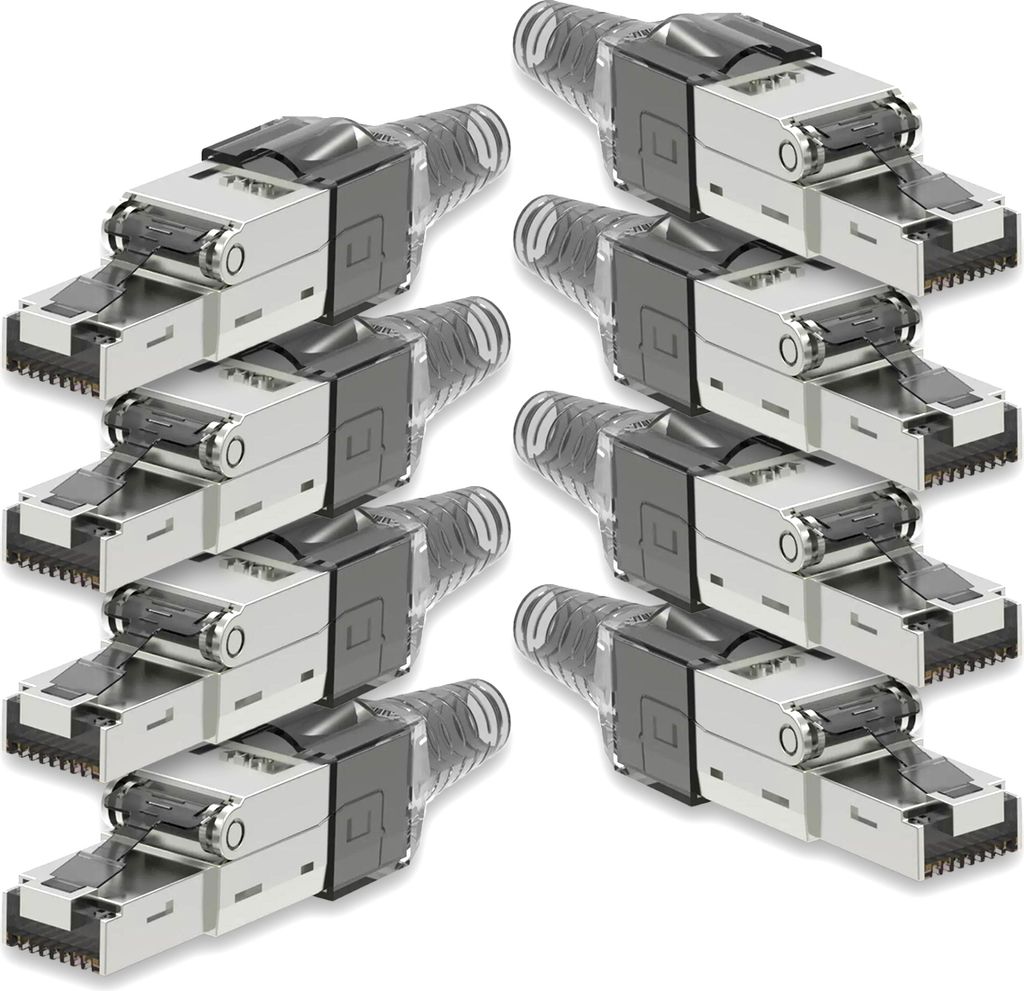 8x Netzwerkstecker CAT 7 Werkzeuglos RJ45 Netzwerk Stecker Produktbild 
