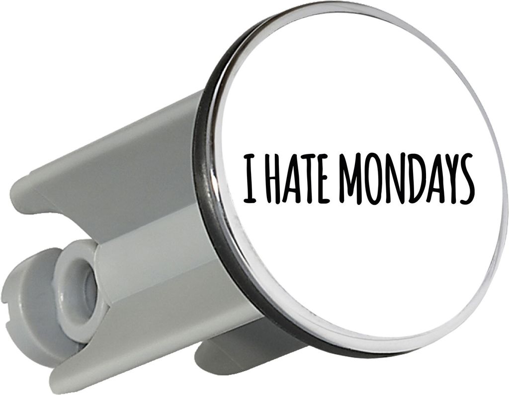 Huuraa Waschbeckenstöpsel I hate mondays Schriftzug 4cm höhenverstellbar Abflussstopfen Geschenkidee