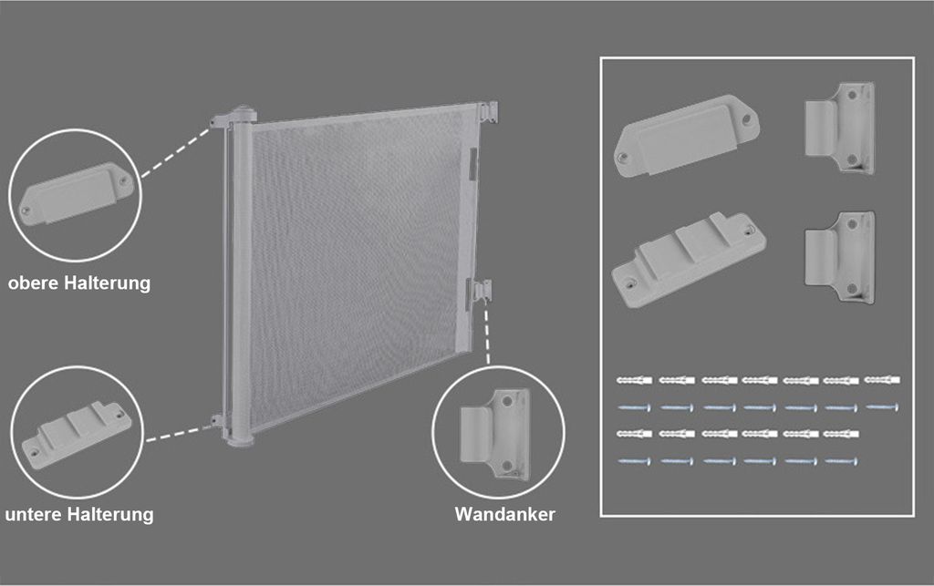 Türschutzgitter, Grau 0-150cm Kinderschutzgitter, Produktbild 9