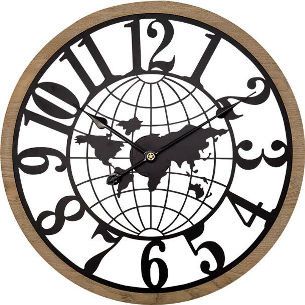 MPM-Quality Wanduhr Mundu Metall Hellbraun-Schwarz Ø 600 mm