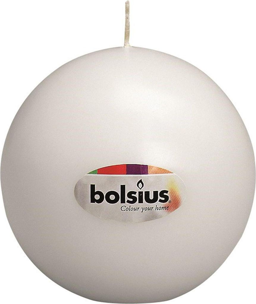 Bolsius 103610036702 Kugelkerze, getaucht, Ø 7cm, weiß