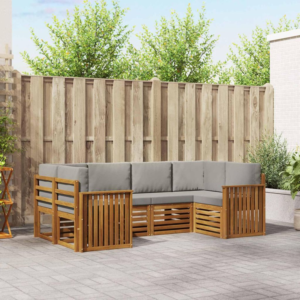 "Neues Produkt" Sofagarnituren - CLORIS - Terrassen-Sofa - 6 pcs - Natürlich und Hellgrau Massivholz Akazie - Modern Gartensofas V2195