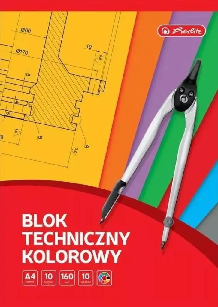 Bloc technique A4 Herlitz couleur 10 feuilles 20 pièces pour dessin