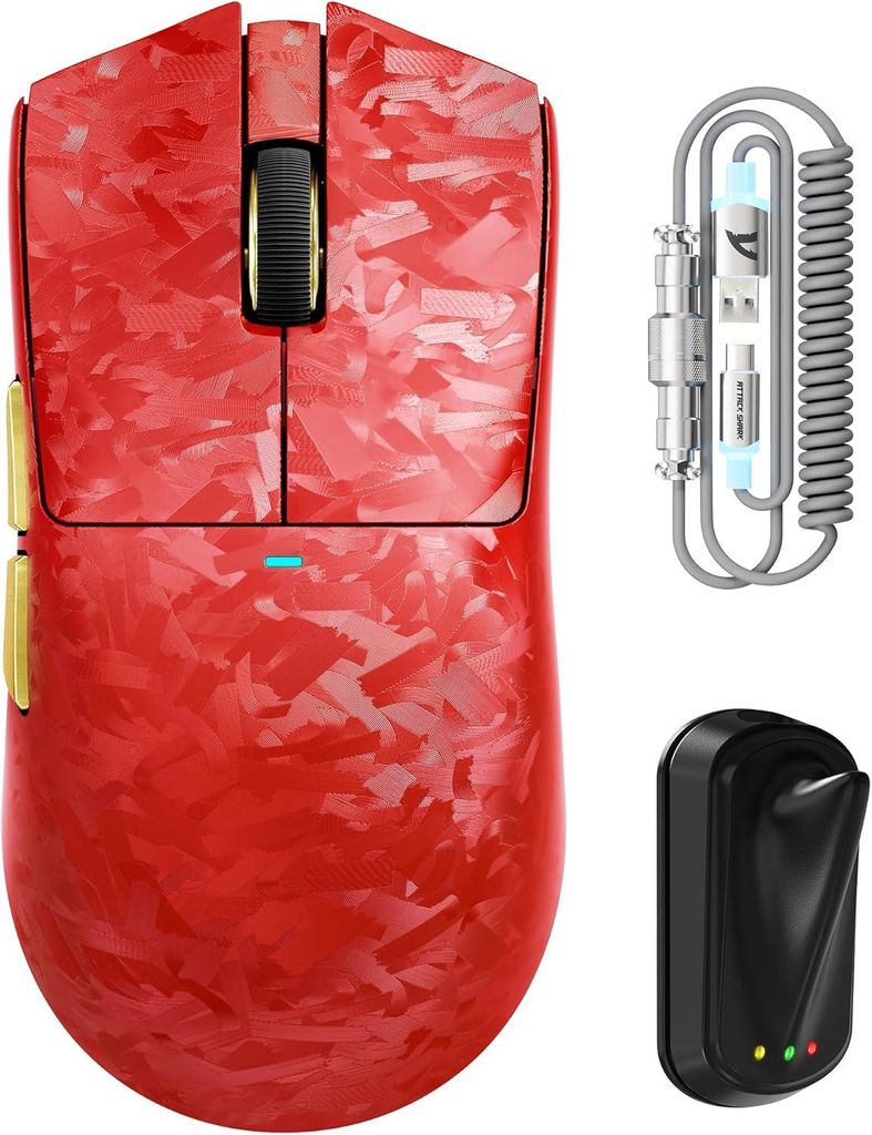 ATTACK SHARK X11 Ultra kabellose Gaming-Maus, Ultraleicht 59g, Carbonfaser, PAW3950MAX, 8000Hz, BT/2.4G/Wired, bis 42000 DPI, LED-Kabel