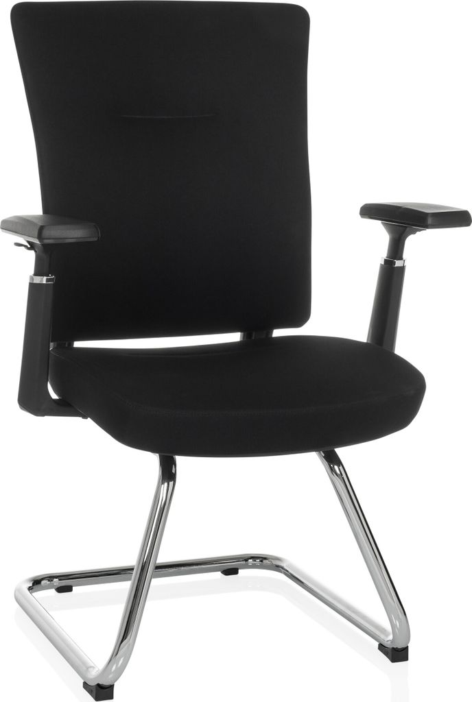 hjh OFFICE Freischwinger mit Armlehnen (höhenverstellbar) CAPTIVO PRO V Stoff Stuhl für Büro Zuhause, Besucherstuhl Schwingstuhl bis 120 kg bela...