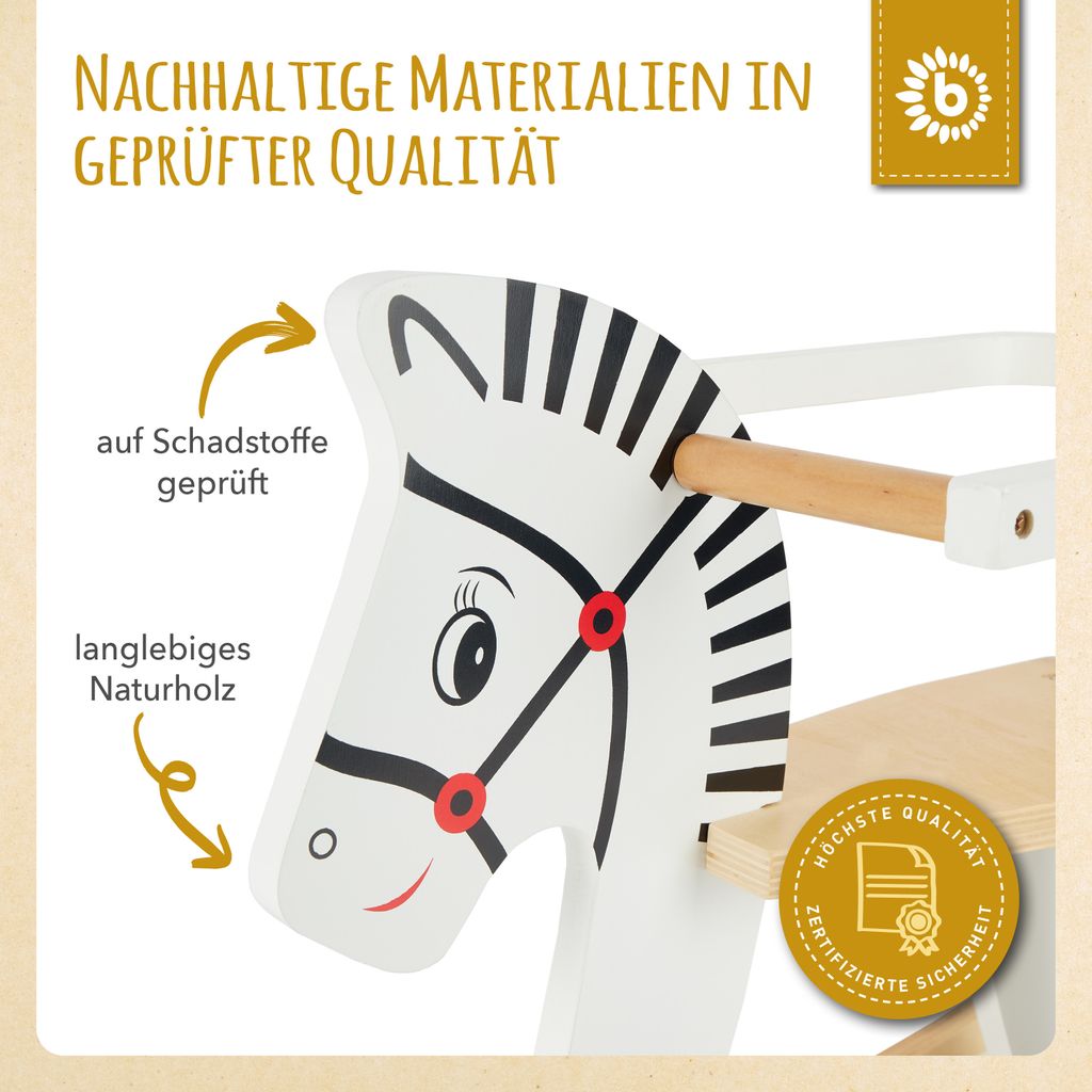 Bieco Zebra Schaukelpferd ab 1 Jahr | Holz Schaukelpferd Produktbild 4