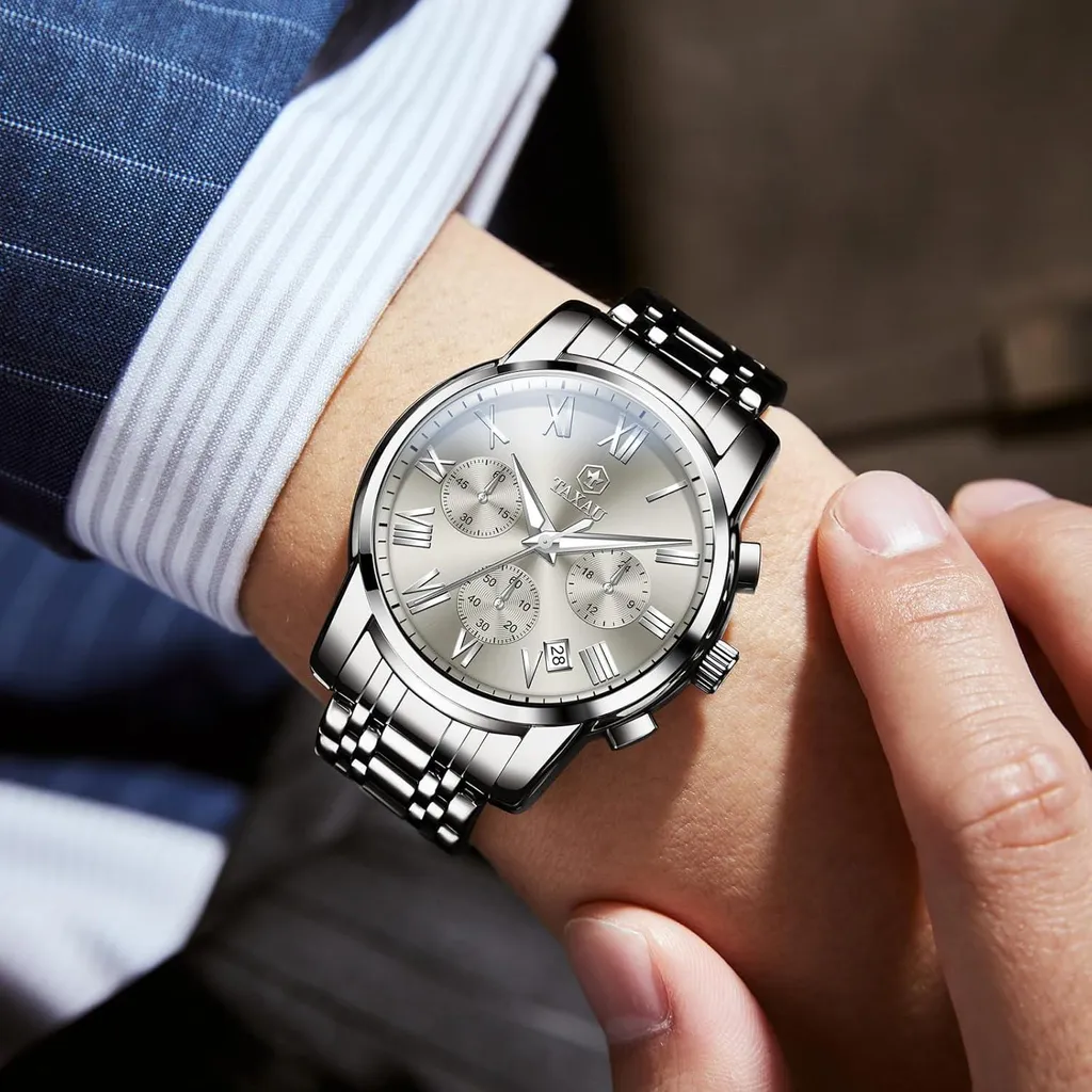 Orologio Cronografo Quarzo Acciaio - Precisione e Data Luminosa - 3