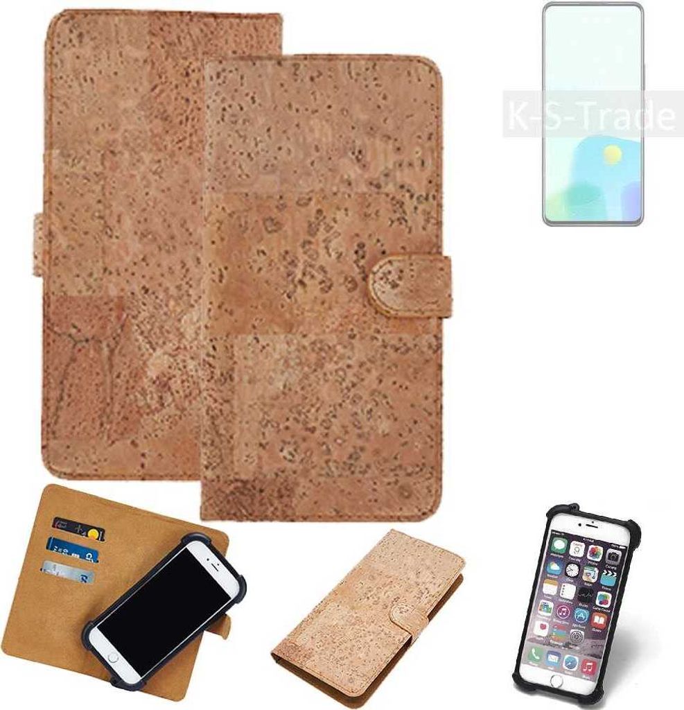 K-S-Trade Hülle kompatibel mit ZTE Axon 30S Kork Handyhülle Cover Schutzhülle TPU Case Bumper in Hellbraun, (1x)