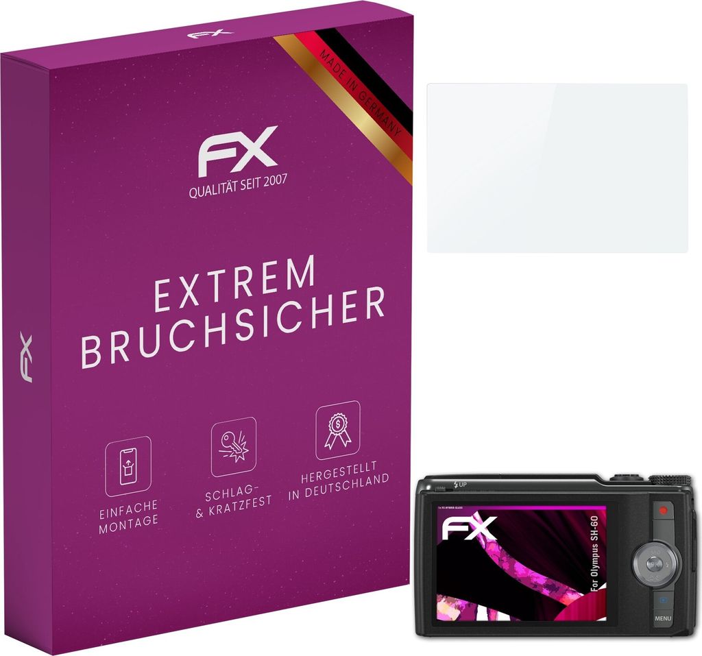 atFoliX FX-Hybrid-Glass Displayfolie kompatibel mit Olympus SH-60 Glasfolie