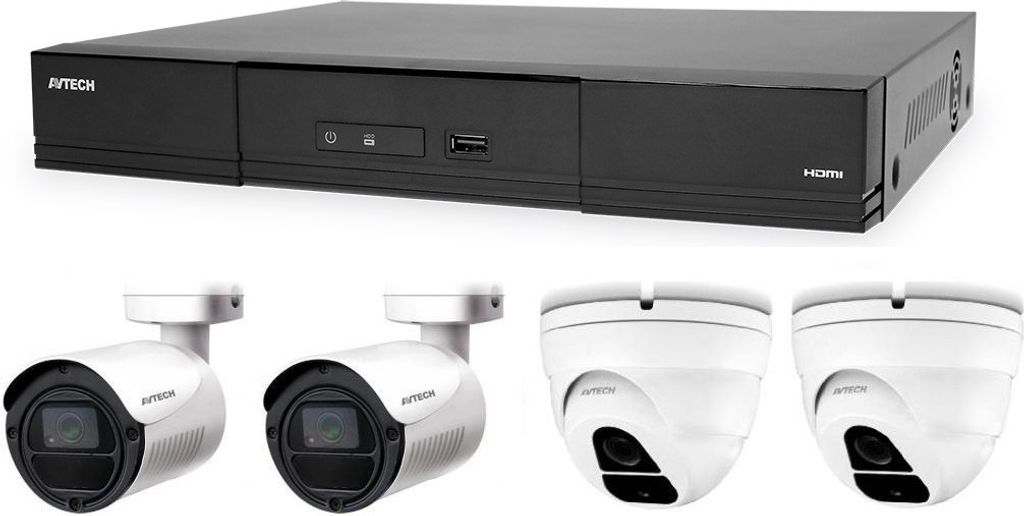 Kameraset 1x AVTECH NVR AVH1109, 2x 2MPX IP Bullet Kamera AVTECH DGM2103ASVP und 2x 2MPX IP Dome Kamera AVTECH DGM2203ASVSEP + 4x UTP Kabel 1x RJ45...