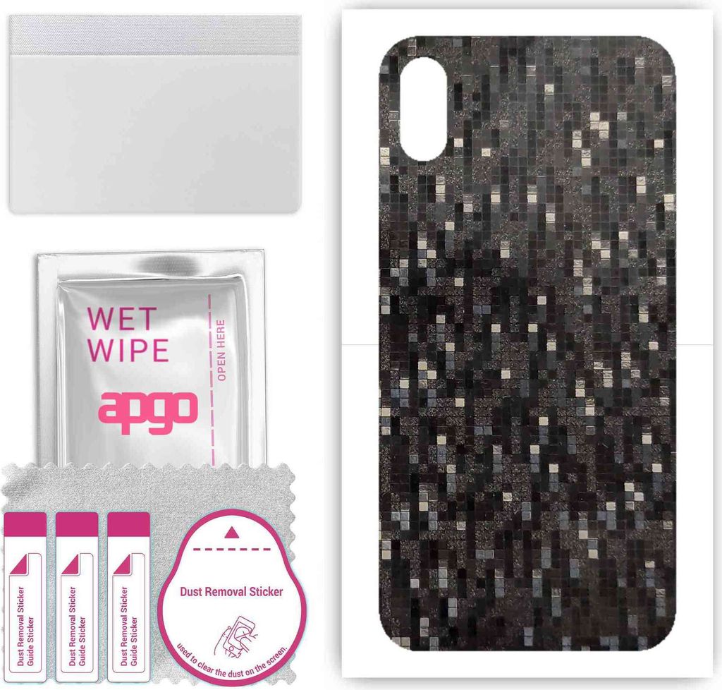 apgo Rückseite Schutzfolie, Skin, kompatibel mit Apple iPhone X, Hinten Displayschutzfolie aus Vinylfolie, kratzfest, einfache Montage - Carbon Bl...