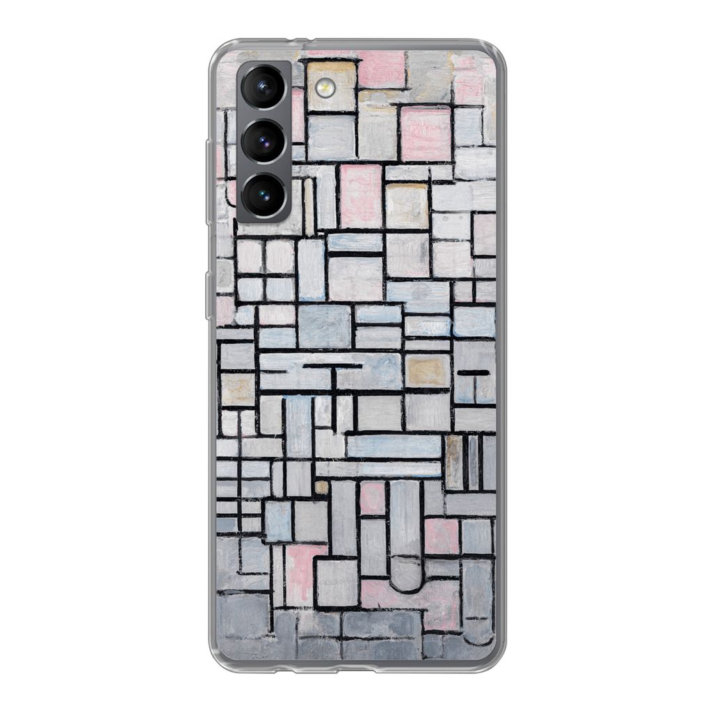 MuchoWow Handyhülle Schutzhülle Hülle für Samsung Galaxy S21 Komposition 6 - Mondrian - Kunst Silikon Softcase Handy Hülle - Softcase