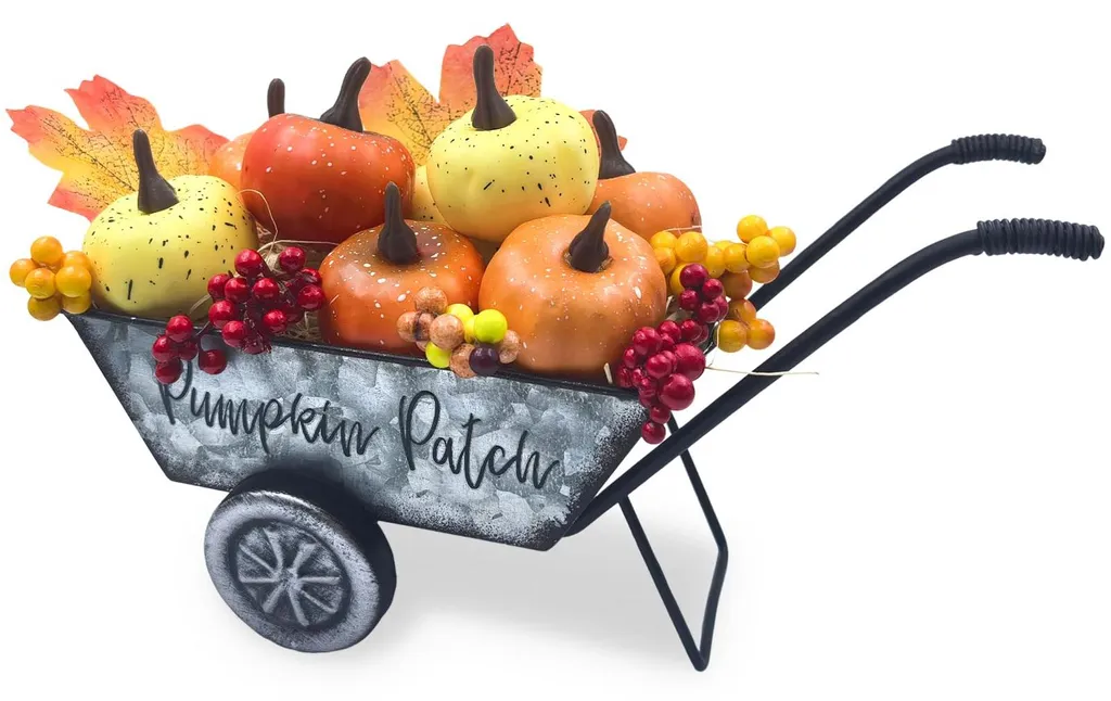 Chariot à citrouilles décoratif style rustique pour centre de table