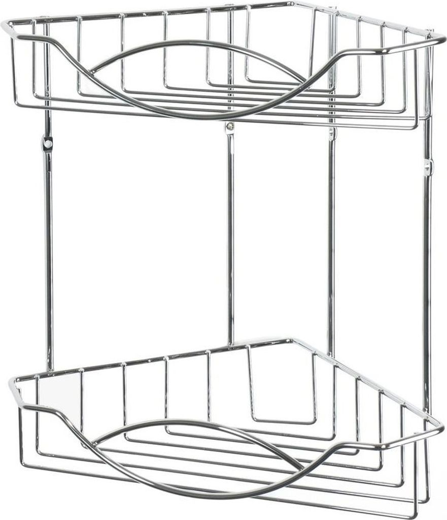 Narożna półka łazienkowa, 2 półki, chromowana, 31 x 31 x 20 Zdjęcie produktu 