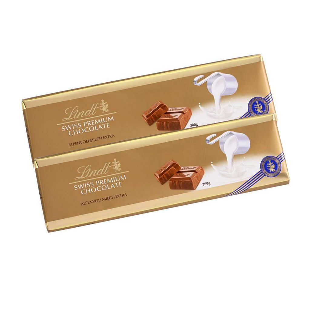 Two gold-wrapped chocolate bars stacked on a white background.