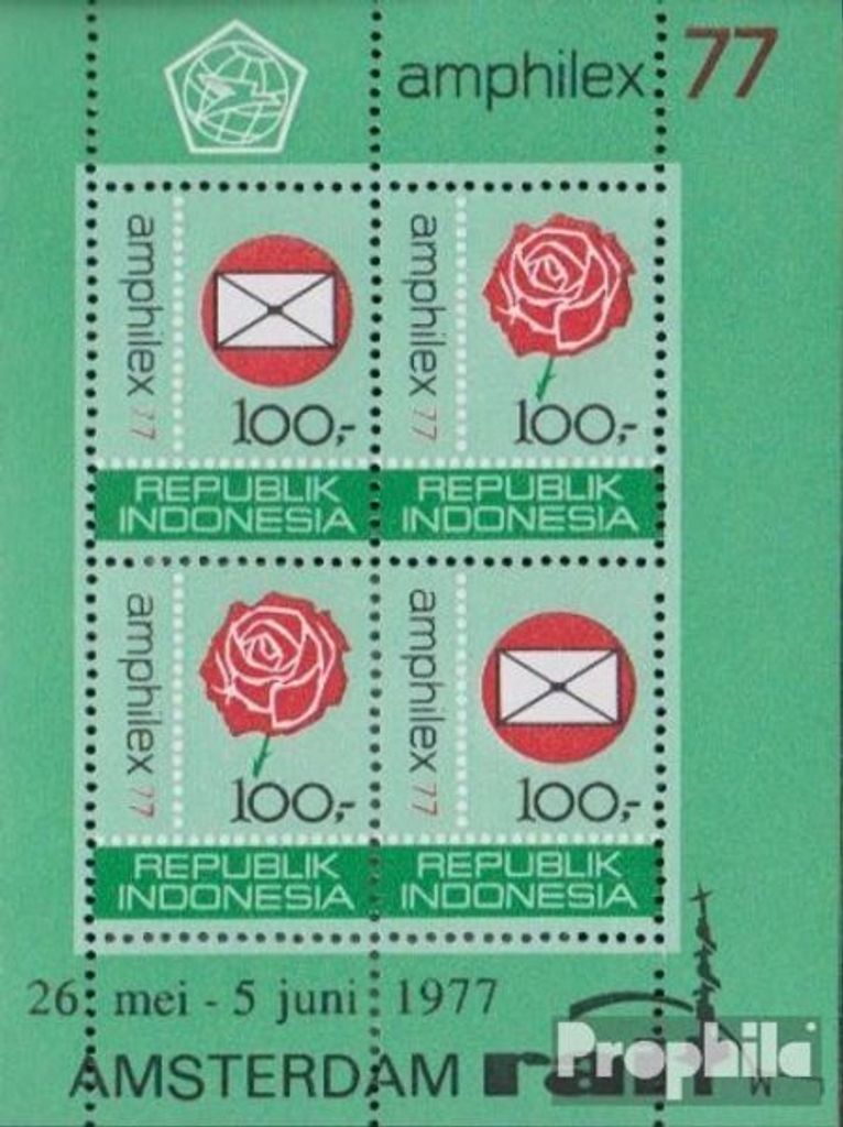 Briefmarken Indonesien 1977 Mi Block23A (kompl.Ausg.) postfrisch Briefmarkenausstellung